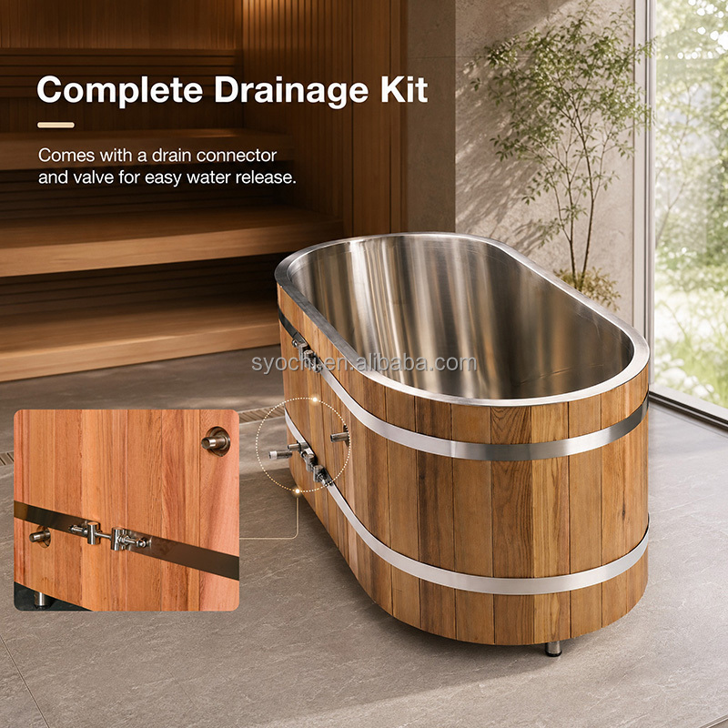 Spa Wellness Luxury - Luxe roestvrijstalen koude duikbad met houten