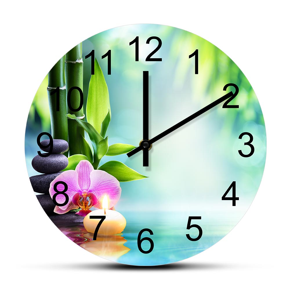 Spa Wellness Center - Salie Lotusbloem Zen Stenen Stille Wandklok