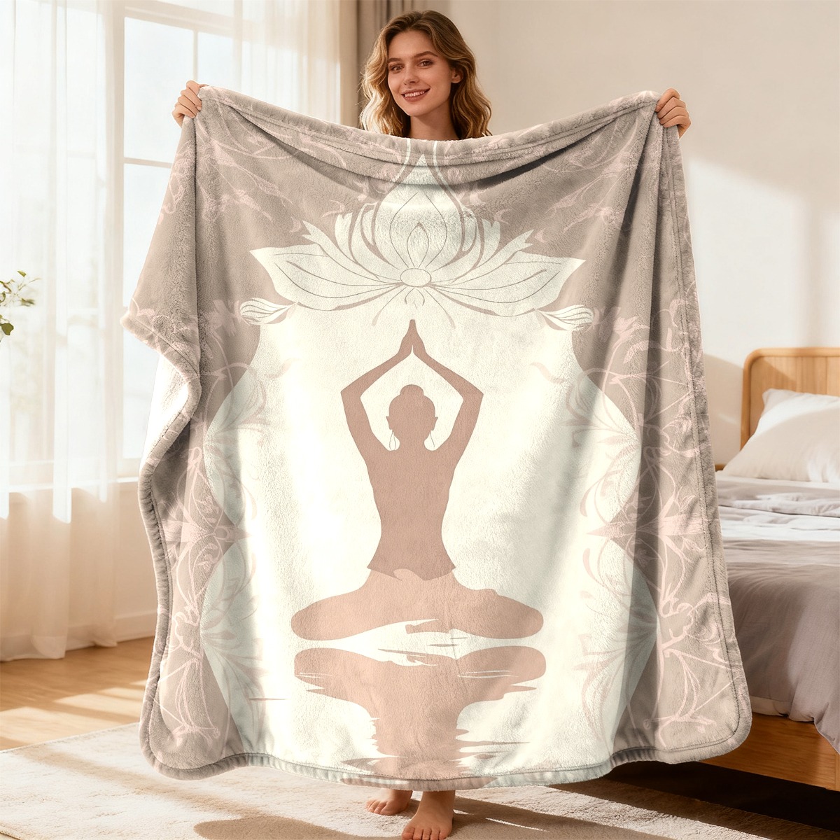Spa Wellness Luxury - Luxueus Yoga Lotus Meditatie Dekentje Pluche